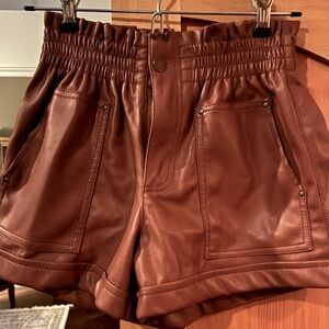 Women's Brown Leather Shorts